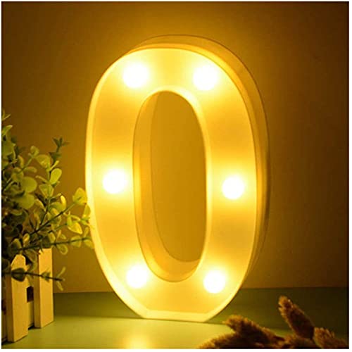 Number 0 LED Marquee Light Sign for Birthday Party Family Wedding Decor Walls Hanging