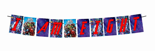 Superhero Theme I Am Eight 8th Birthday Banner for Photo Shoot Backdrop and Theme Party