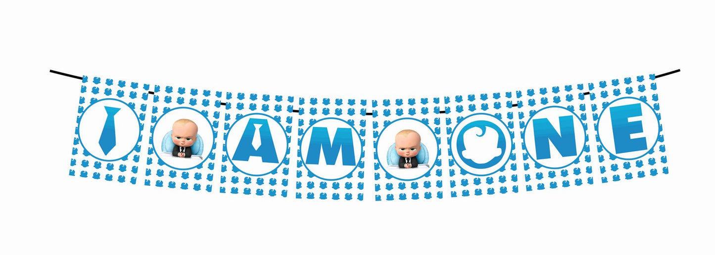 Boss Baby Theme I Am One 1st Birthday Banner for Photo Shoot Backdrop and Theme Party