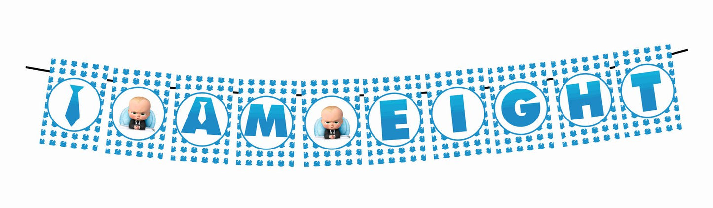 Boss Baby Theme I Am Eight 8th Birthday Banner for Photo Shoot Backdrop and Theme Party