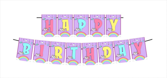 Unicorn Theme Happy Birthday Decoration Hanging and Banner for Photo Shoot Backdrop and Theme Party
