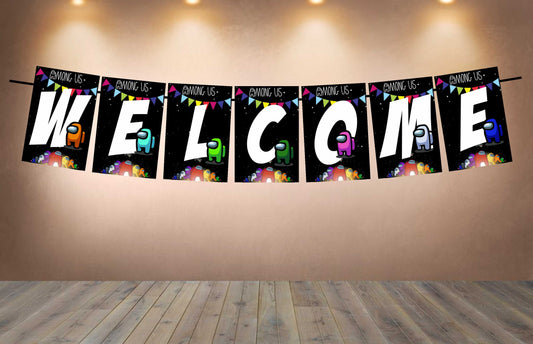 Among Us Theme Welcome Banner for Party Entrance Home Welcoming Birthday Decoration Party Item