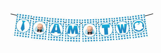 Boss Baby Theme I Am Two 2nd Birthday Banner for Photo Shoot Backdrop and Theme Party