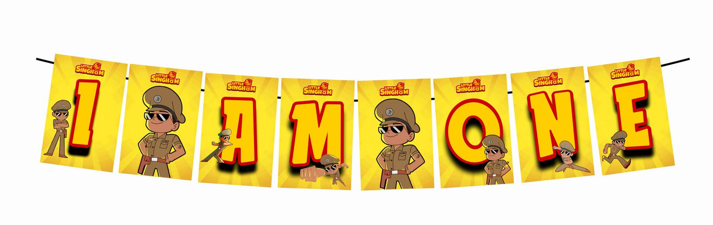 Little Singham I Am One 1st Birthday Banner for Photo Shoot Backdrop and Theme Party