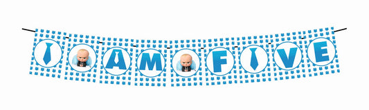Boss Baby Theme I Am Five 5th Birthday Banner for Photo Shoot Backdrop and Theme Party
