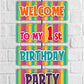 1st Birthday Welcome Board Welcome to My Birthday Party Board for Door Party Hall Entrance Decoration Party Item for Indoor and Outdoor 2.3 feet