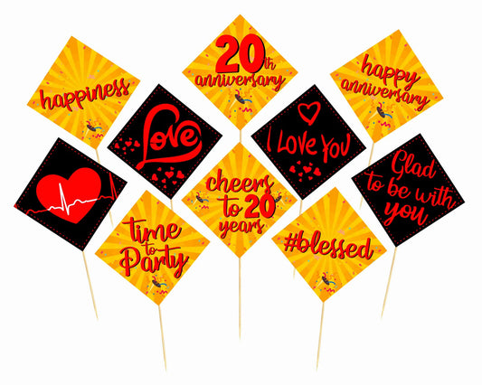 20th Anniversary Theme Props Anniversary Decoration Backdrop Photo Shoot, Photo Booth Party Item
