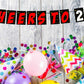 Cheers to 21 Birthday Banner for Photo Shoot Backdrop and Theme Party