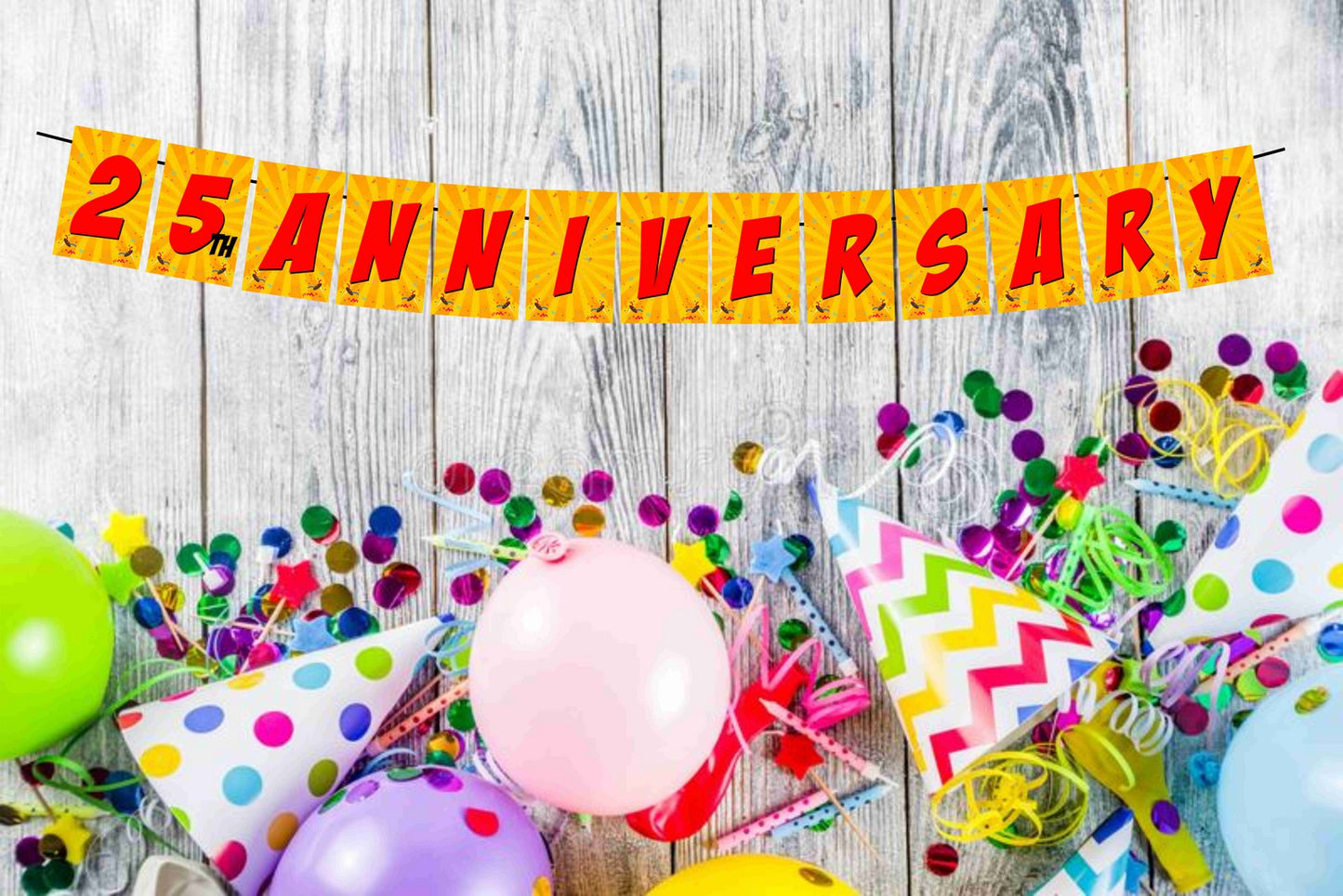 25th Happy Anniversary Banner Anniversary Decoration Backdrop Photo Shoot Party Item
