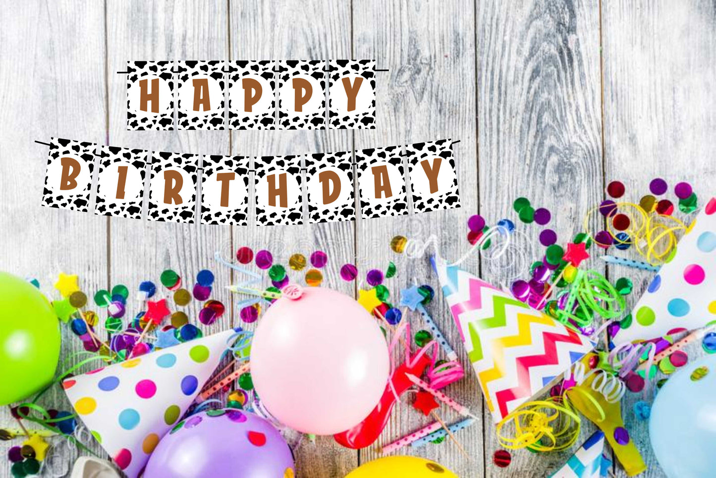 Farm Cow Theme Happy Birthday Decoration Hanging and Banner for Photo Shoot Backdrop and Theme Party