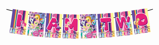 Little Pony Theme I Am Two 2nd Birthday Banner for Photo Shoot Backdrop and Theme Party