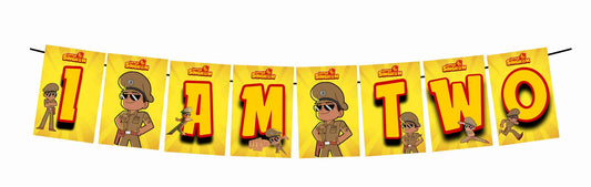 Little Singham I Am Two 2nd Birthday Banner for Photo Shoot Backdrop and Theme Party