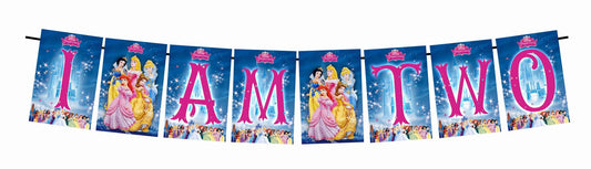 Castle Princess Theme I Am Two 2nd Birthday Banner for Photo Shoot Backdrop and Theme Party