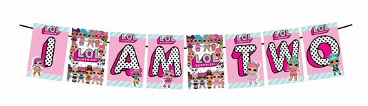 LOL Theme I Am Two 2nd Birthday Banner for Photo Shoot Backdrop and Theme Party