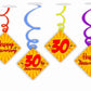 30th Anniversary Ceiling Hanging Swirls Decorations Cutout Festive Party Supplies (Pack of 6 swirls and cutout)