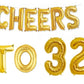 Cheers to 32 Birthday Foil Balloon Combo Party Decoration for Anniversary Celebration 16 Inches