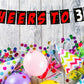 Cheers to 32 Birthday Banner for Photo Shoot Backdrop and Theme Party