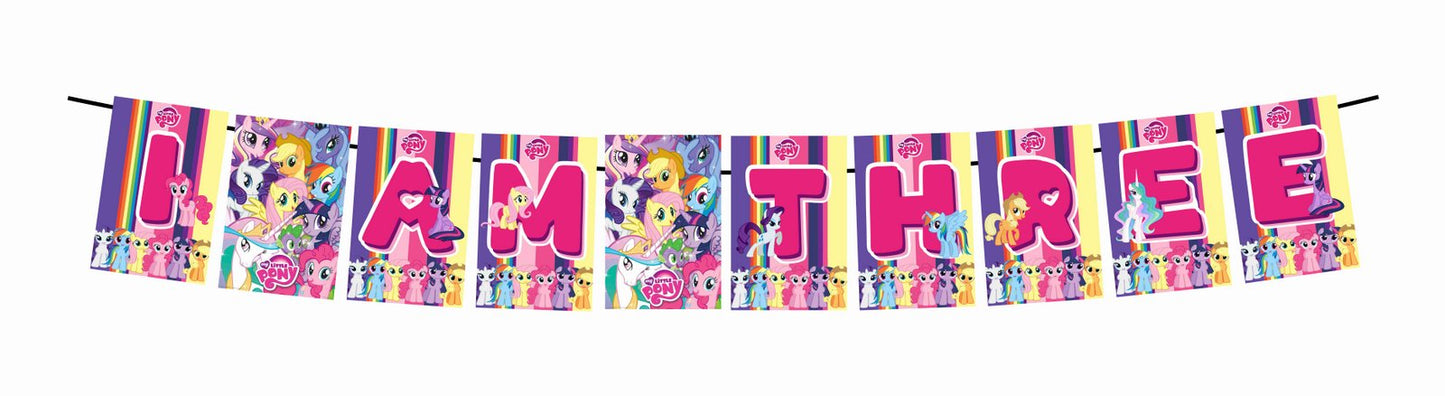 Little Pony Theme I Am Three 3rd Birthday Banner for Photo Shoot Backdrop and Theme Party
