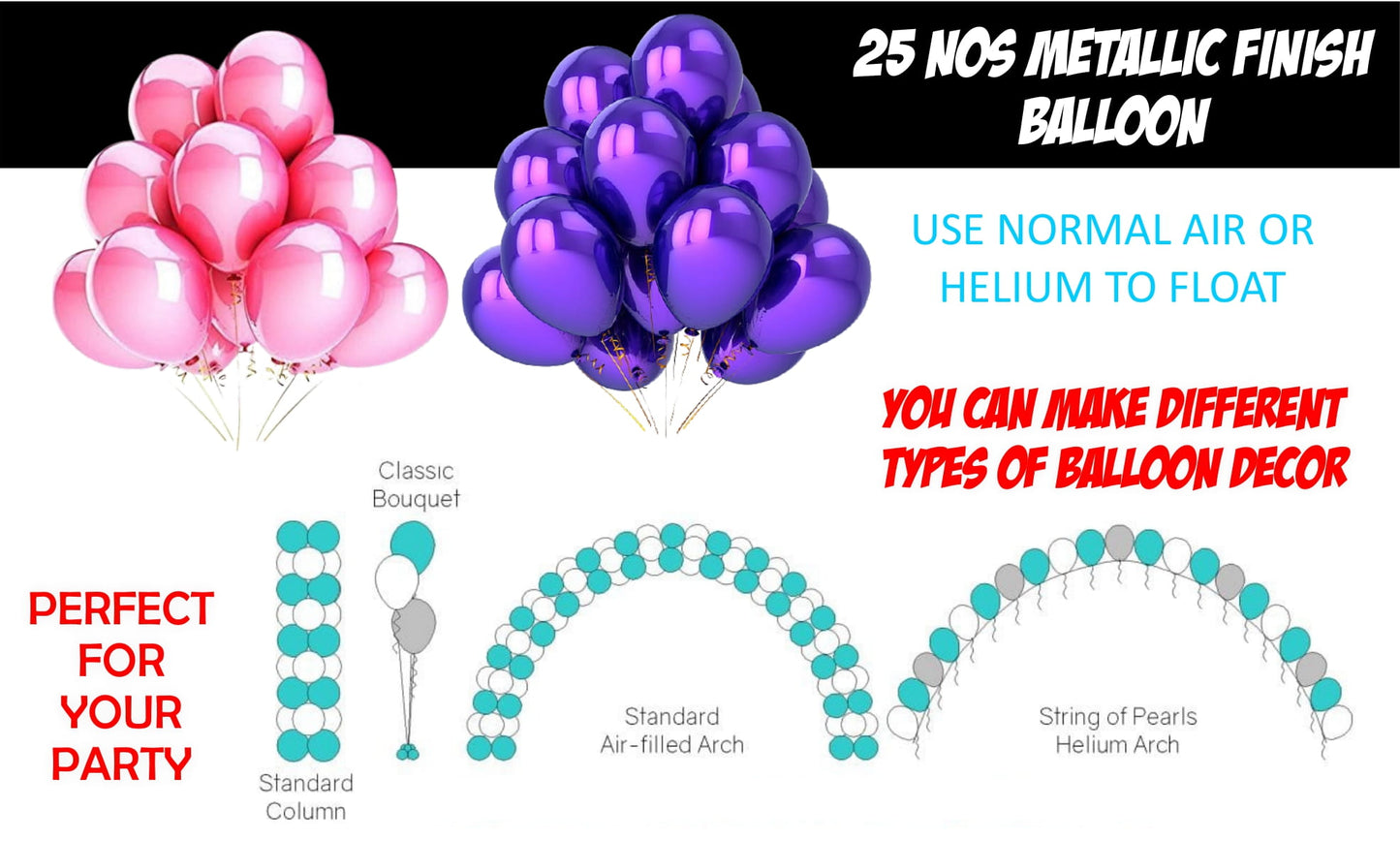 Number 53  Gold Foil Balloon and 25 Nos Pink and Purple Color Latex Balloon and Happy Birthday Banner Combo