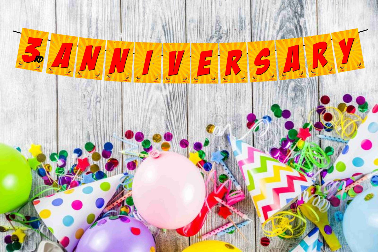 3rd Happy Anniversary Banner Anniversary Decoration Backdrop Photo Shoot Party Item