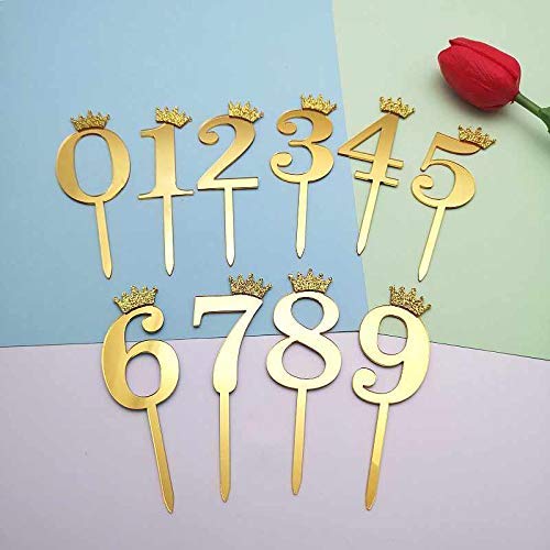 Number 12 Golden Acrylic Shiny Cake Topper | for Wedding Anniversary Bridal Shower Bachelorette Party or Theme Parties | Birthday Cake Supplies Decorations