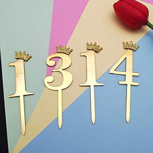Number 18 Golden Acrylic Shiny Cake Topper | for Wedding Anniversary Bridal Shower Bachelorette Party or Theme Parties | Birthday Cake Supplies Decorations
