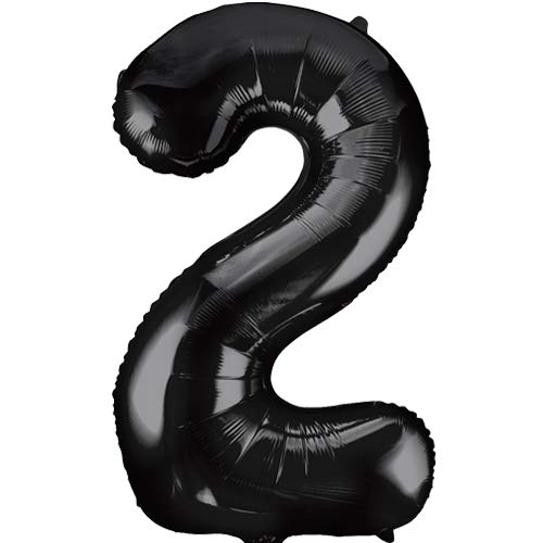 Number 2 Black Foil Balloon 16 Inches