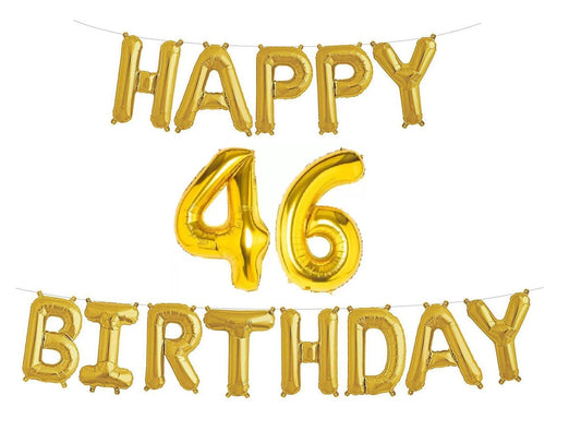 Happy 46th Birthday Foil Balloon Combo Party Decoration for Anniversary Celebration 16 Inches