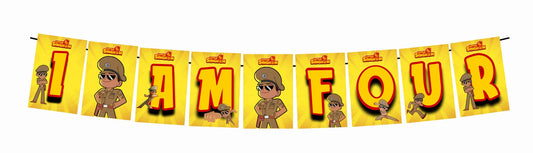 Little Singham I Am Four 4th Birthday Banner for Photo Shoot Backdrop and Theme Party