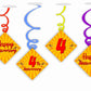 4th Anniversary Ceiling Hanging Swirls Decorations Cutout Festive Party Supplies (Pack of 6 swirls and cutout)