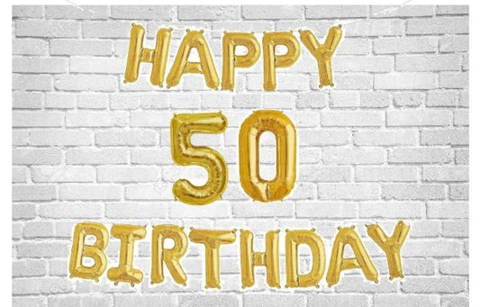 Happy 50th Birthday Foil Balloon Combo Party Decoration for Anniversary Celebration 16 Inches