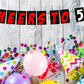 Cheers to 50 Birthday Banner for Photo Shoot Backdrop and Theme Party