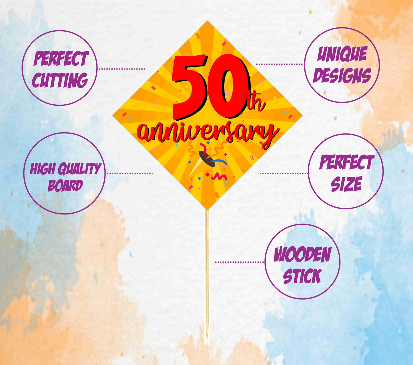 50th  Anniversary Theme Props Anniversary Decoration Backdrop Photo Shoot, Photo Booth Party Item for Adults and Kids