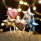 4D Heart Shape Candle Metallic Cake Cupcake Candles for Birthday, Wedding Party and Cake Decoration Pack of 1