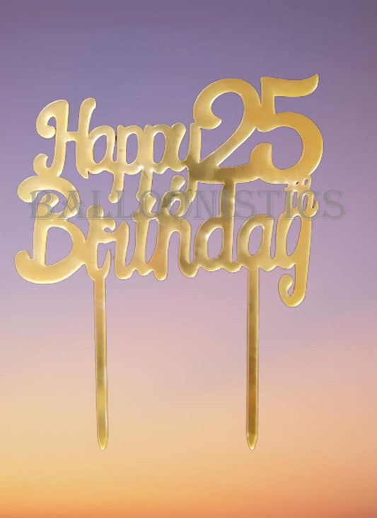 Acrylic Large 25th Happy Birthday Cake Topper | Cake Supplies Decorations