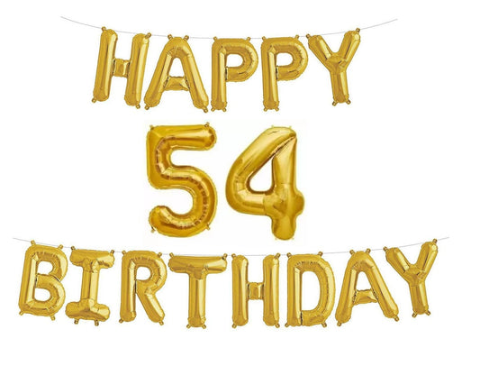 Happy 54th Birthday Foil Balloon Combo Party Decoration for Anniversary Celebration 16 Inches
