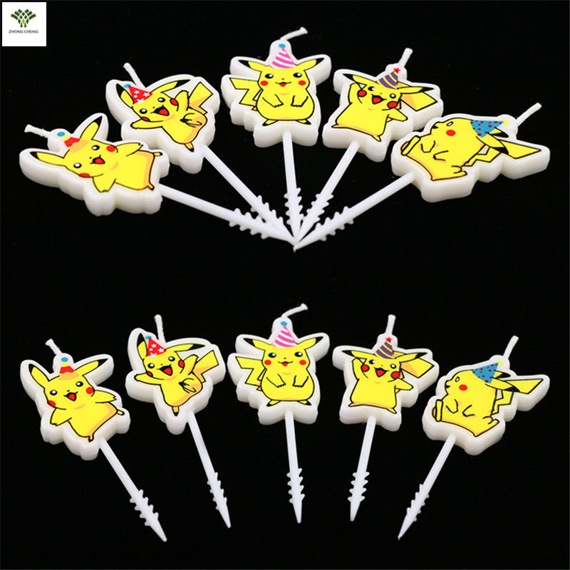 Pokemon Pikachu Theme Birthday Candle for Pokemon Theme Party - Pack of 5