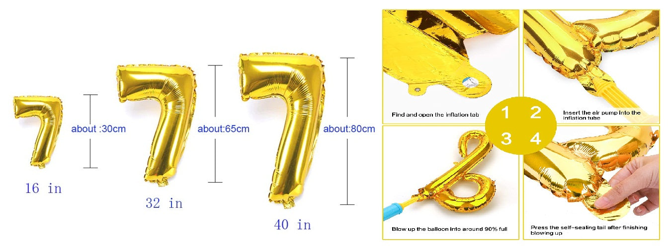 Number 52 Gold Foil Balloon and 25 Nos Blue Color Latex Balloon and Happy Birthday Banner Combo