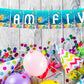 Ocean Underwater I Am Five 5th Birthday Banner for Photo Shoot Backdrop and Theme Party