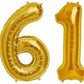 Number 61 Gold Foil Balloon 16 Inches