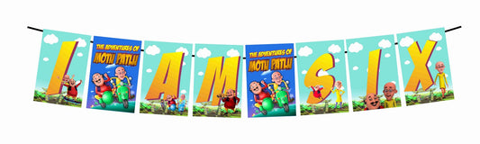 Motu Patlu Theme I Am Six 6th Birthday Banner for Photo Shoot Backdrop and Theme Party