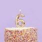 Number 6 Gold Birthday Candle – Gold Number Candle on Stick – Elegant Number Candles for Birthday Anniversary Wedding Party Pack of 1
