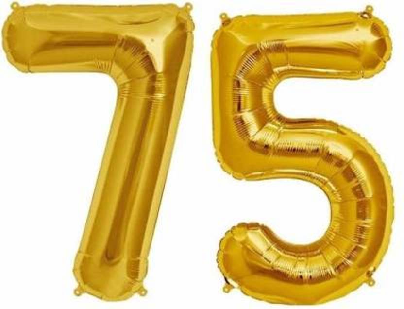 Number 75 Gold Foil Balloon 16 Inches