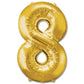 Number 8 Gold Foil Balloon 16 Inches - Balloonistics