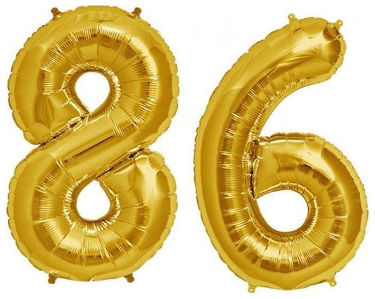 Number 86 Gold Foil Balloon 16 Inches