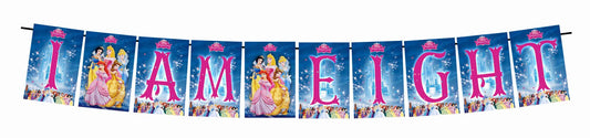 Castle Princess Theme I Am Eight 8th Birthday Banner for Photo Shoot Backdrop and Theme Party
