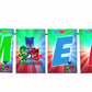 PJ Mask Theme I Am Eight 8th Birthday Banner for Photo Shoot Backdrop and Theme Party
