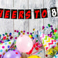Cheers to 8 Eight Birthday Banner for Photo Shoot Backdrop and Theme Party