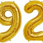 Number 92 Gold Foil Balloon 16 Inches