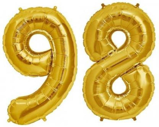 Number 98 Gold Foil Balloon 16 Inches